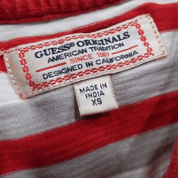 Vintage Guess Original Men's Embroidered Logo Red White Stripe‎ - Size XS - Picture 8 of 8